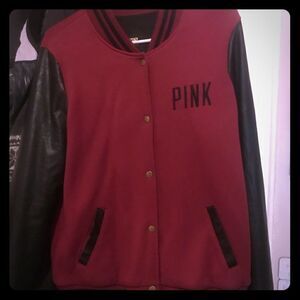 HTF sz mD VS pink leather /cotton logo bomber …